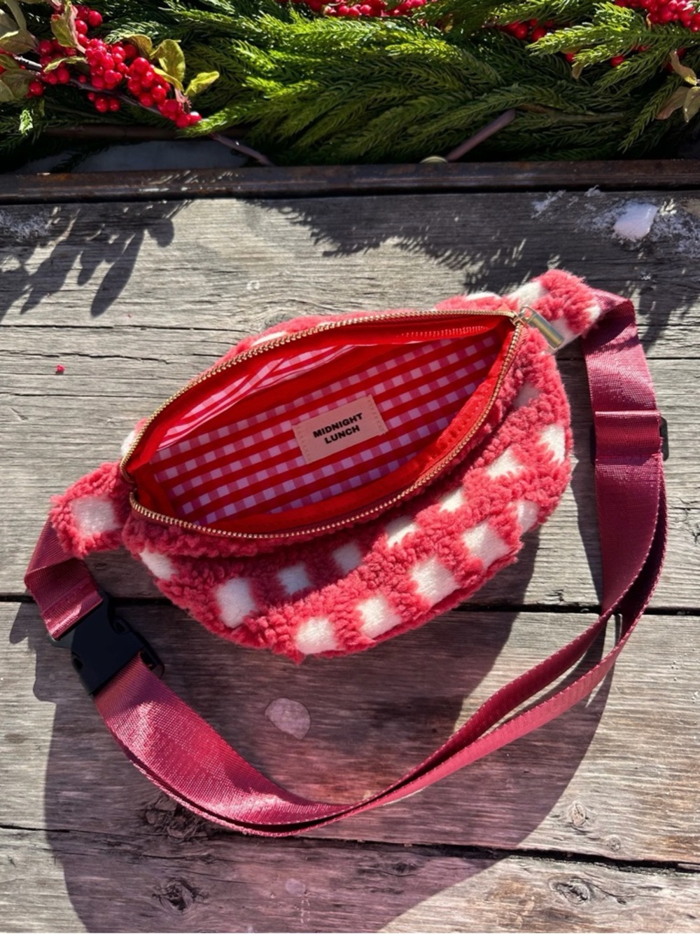 midnight lunch gingham belt bag
